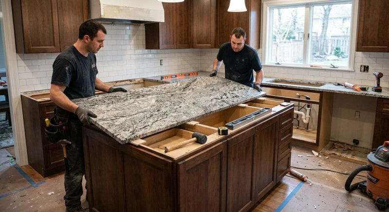 Granite Slab Installation in Lake County, IL